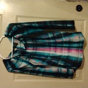 Lg Worthington colorful striped sheer long sleeve shirt